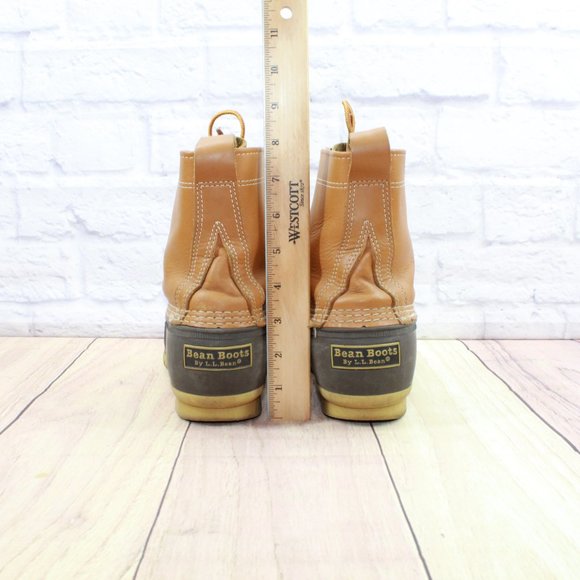 LL Bean Brown Leather Lace Up Waterproof Thinsulate Duck Boots Size 9 M - Picture 6 of 9